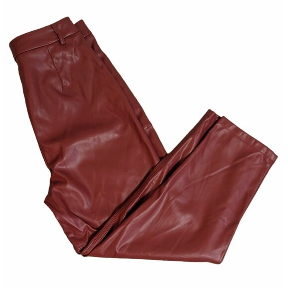 Worthington Brown Faux Leather High Waisted Tapered Pants - Picture 4 of 4